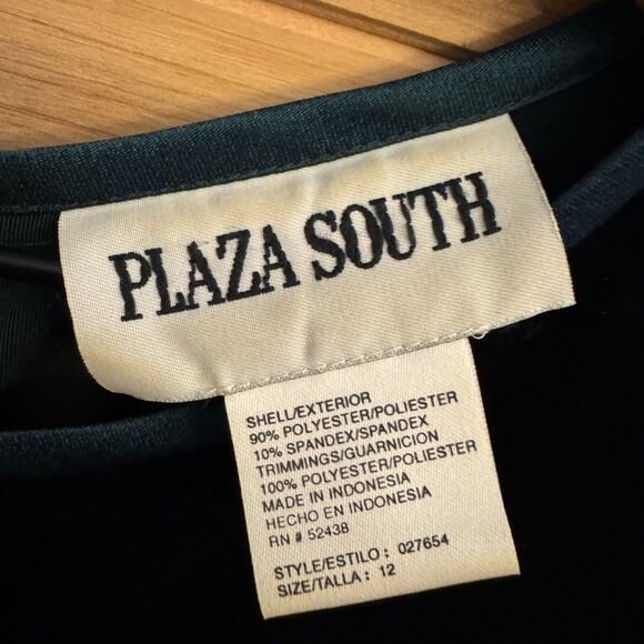 Plaza South Large Dark Green Velvet Tie Waist Long Sleeve Maxi Dress Christmas - Picture 11 of 11